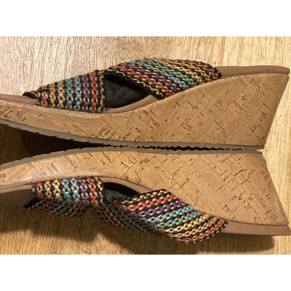 Skechers Luxe Foam‎ Multi Color Woven Wedge Sandals Womens 6 SN 38554 MLT Boho